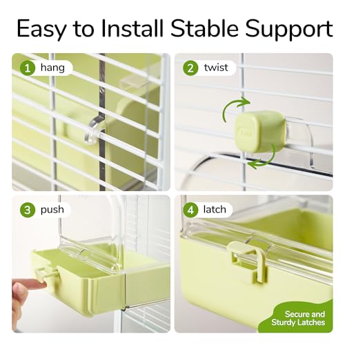 Hanging Bird Bath for Cage with Bowls & Mesh Bottom - 3-in-1 Multifunction Bird Bath/Bowl/House, Bird Shower for Lovebirds, Finches, Parakeets, Budgies, and Other Small to Medium Birds - Green - color: Green