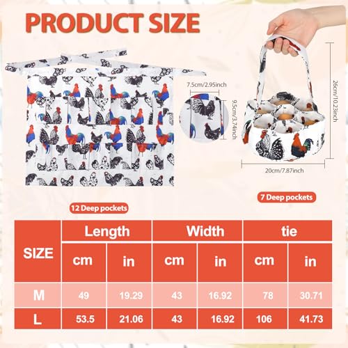 Egg Collecting Apron and Basket, 12 Deep Pockets Chicken Apron and 7 Deep Pockets Basket - size: Medium