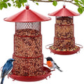 SiliFine 2 Pack Red Metal Bird Feeder for Outdoor Hanging 4 Lbs Large Capacity Squirrel Proof Wild Bird Feeder Heavy Duty Metal for Finch Cardinal Blue Jay Outside Garden Yard Decor