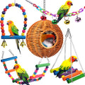Chewproof Steel Frame Bird Nest for Cage, With 4 Swing Hanging Standing Chewing Toy Hammock Climbing Ladder,Washable Small Bird Bed Parakeet Nest Sleep for Parakeet Lovebird, Canary, Budgie, Finch
