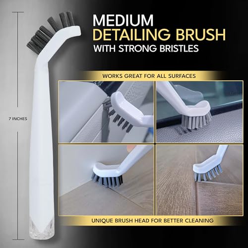 Small Cleaning Brush Set 3pcs—Crevice Brushes for Cleaning—Scrub Brushes Set with Silicone Tipped Scrub Brush—Stiff Handle Miniature Cleaning Brush for Kitchen Uensils, Tight Spaces, Tub, Shower - color: Small Cleaning Brush Set