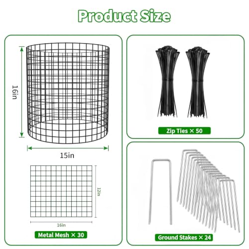 PASARA 10 Pack Plant Protectors from Animals, 13 Inch Round Cloche Plant Cages with Sturdy Chicken Wire Mesh, Garden Cages to Keep Animals Out for Vegetables & Flowers, Includes Support Stakes - size: 10PACK-12*12inch