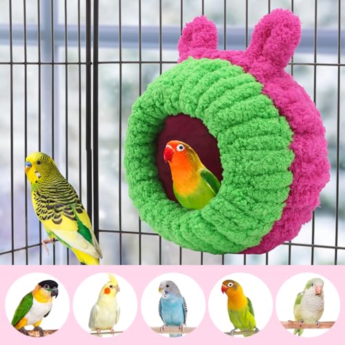 Wontee Bird Nest Bed Breeding House Winter Warm Snuggle Hut for Budgies Parakeets Cockatiels Lovebirds Canaries (Rose) - color: Rose