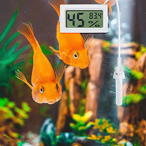 Weewooday 3 Pcs Digital Humidity Meter with Probe LCD Thermometer,White | Fahrenheit Display for Incubator Reptile Brooder Greenhouse, Remote Sensor Probe, Accurate Monitor for Chicken Coop Plant - size: White