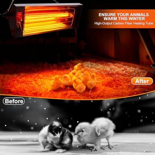 450W Heat Lamp for Chickens, Carbon Fiber Heater for Chick Brooder | Hanging Chicken Coop Heater, Adjustable Temp & Time & Height, Chicken Brooder Heating Lamp for Poultry, Livestock & Pets
