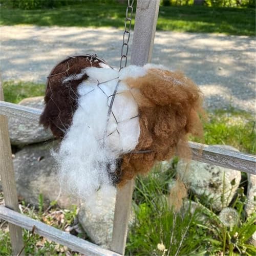 Handmade Alpaca Fiber Bird Nesting Heart, Refillable Bird Nesting Heart Outdoor, Outdoor Hanging Decorative Yard Art Provides Shelter House Winter Boxes for Wild Hummingbird