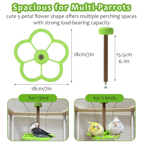 Washable Bird Spinning Perch Toy, with 1.8'' Washer Fit Most Cages | 360° Rotation Perch with Anti-Slip Texture, Sturdy Hanging Parakeet Cage Toy for 1-2 Birds Cockatiels Budgies Lovebirds - color: Green