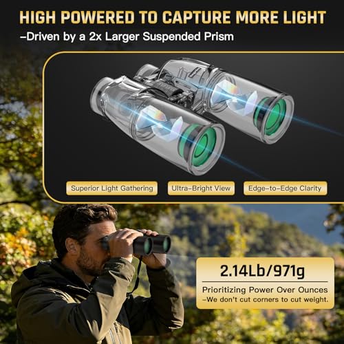 10x50 Binoculars for Adults High Powered Astronomy Binoculars Stargazing | Nitrogen-Filled IPX7 Waterproof Bird Watching Star gazing Long Distance Hunting Cruise Ship Travel Binoculars 10x50 FMC BAK4 - size: 10x50