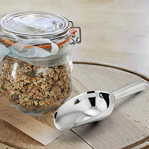 E-far Mini Ice Scoop Set of 2, 3 Ounce Stainless Steel Scoops for Freezer | Ideal for Ice Cube/Candy/Flour/Sugar, Metal Utility Scoop for Canister/Baking/Kitchen Pantry, Rust Proof & Dishwasher Safe - color: Silver