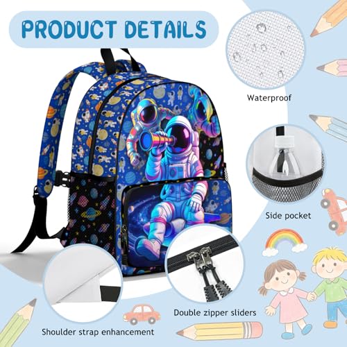 Blue Boys Backpack Kids Bookbag Astronaut Child School Bag Kindergarten Elementary Toddler Bag Gift Ideas Toddler Backpack for Boys Girls Bookbag for Kids Toddlers Casual Travel - color: Astronaut