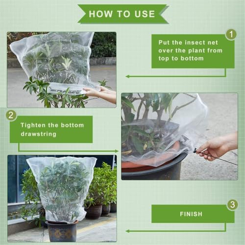 Drawstring Blueberry Netting for Bushes (2 Pack 5.91×5.25Ft) - Easy Install Reusable Garden Netting, Protective Mesh for Fruit Trees & Tomato Plants, Blocks Birds, Squirrels & Insects - size: 5.91×5.25Ft