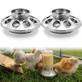 Potchen 2 Pcs Baby Chick Feeder Base, Galvanized Steel Poultry Feeding Tray with 8 Holes, 1 Quart Compatible with Mason Jars & Standard Feeder Jars for Small Birds Chicks - style: Feeder
