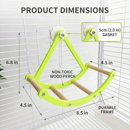 Bird Perch Toy, Interactive Rocking Parakeet Swing and Perch Combo, Wooden Exercise Wheel Bird Cage Accessories, Intelligence Puzzle Toy for Parrot, Budgies, Cockatiel, Conure, Lovebirds