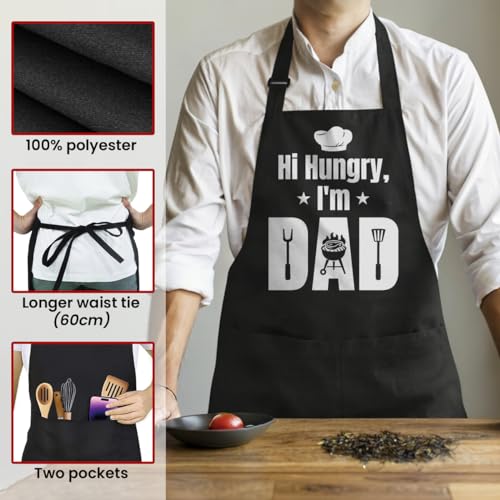 SANDJEST Funny Mens Aprons with Pockets for BBQ Grilling Cooking Grandpa Husband Apron for Birthday Christmas Father's Day - color: Dad 1