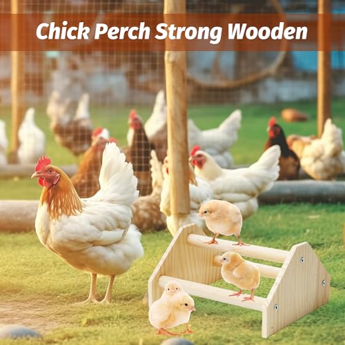 Baby Chicken Perch Strong Pine Wooden Chick Jungle Gym Roosting Bar, New-gen Durable Chicken Perch Toys for Coop and Brooder 7.9 X 6.9 X 4.14’’ Chicken Perch(Can be Used for Baby Turkeys)