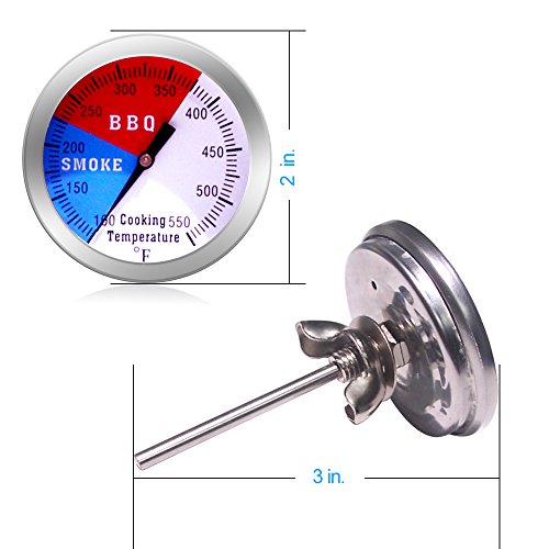 BBQ Thermometer Gauge - Charcoal Grill Pit Smoker Temp Gauge Grill Thermometer with Fahrenheit and Heat Indicator (2 Pack) - color: 2 Pack