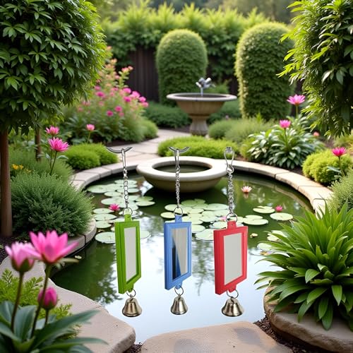 1Pc Random Color Pet Bird Mirror with Bell Interactive Parrot Toys for Budgies Parakeets Conures, Pet Supplies