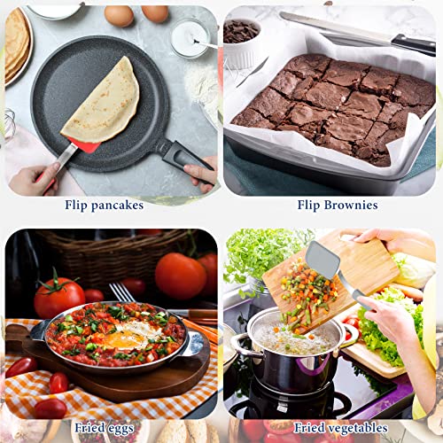 Gejoy 4 Pcs Silicone Cookie Spatula Turner Mini Brownie Spatula Flexible Silicone Spatulas Nonstick Cookware Heat Resistant No Scratch Flipper Baking Utensils for Egg Pancake(Gray, Blue, Black, Red) - color: Gray, Blue, Black, Red