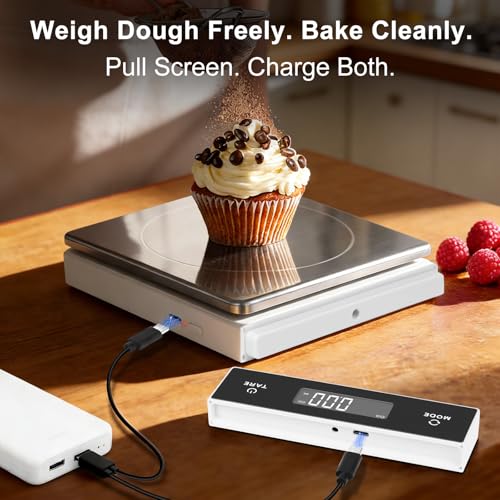 THINKSCALE Digital Kitchen Scale, 11lb/5kg, Wireless Detachable Display | Magnetic Pull-Out, USB-C Rechargeable, 1g/0.01oz, Tare, 6 Units, Stainless Steel, for Baking, Cooking, Keto & Meal Prep - color: Luminary Stainless Steel