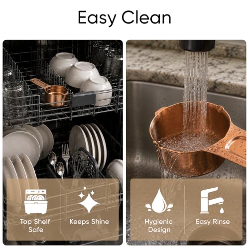 Color Up 2 Cup Measuring Cup, 480ml Copper Stainless Steel Metal Measuring Scoop, Easy-Pour Spouts, Engraved Markings, for Dry & Liquid Ingredients - size: 2 Cup (480 ml) Copper