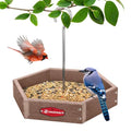 Kingsyard Hanging Platform Bird Feeder for Outdoors, Deep Tray, Brown | Weather-Resistant Recycled Poly Lumber, Fast-Draining Metal Mesh Base, Easy to Clean, Holds Up to 3 lb of Seed - color: Brown