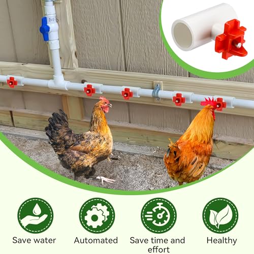 Enhon 12 Pack Chicken Water Nipples, DIY Auto Watering System 1/2" PVC Tee | Horizontal Side Mount Poultry Water Nipple Waterer Drinker and for Ducks Quail and Other Poultry