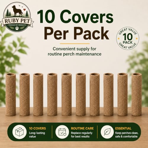 Sanded Perch Covers for Parakeets, Finches & Canaries | 10 sanded perch covers for small birds. Helps maintain nails, improves grip, fits 3/8” perches.