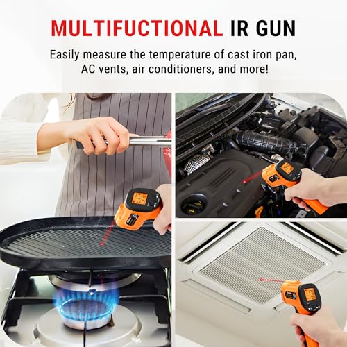 TempPro TempScan Infrared Thermometer Gun for Pizza Oven Griddle HVAC | Temperature Gun with Adjustable Emissivity, Infrared Thermometer for Cooking, Temp Gun with -58~1022°F (Previously ThermoPro) - style: 1 Laser & D:S 12:1