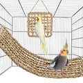 2Pcs Natural Sea Grass Parrot Mat - Foraging Chew Wall Toy with Climbing Rope & Hook, Hanging Play Pad for Lovebirds/Cockatoos/Budgerigars/Conures/Pigeons | 2 Sizes29.53x6.89 &7.48x7.48 Inches