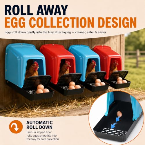 10-Pack Chicken Nesting Boxes with Perch, Roll-Out Laying Boxes for Hens,Egg Nesting Box for Chicken Coop, Large