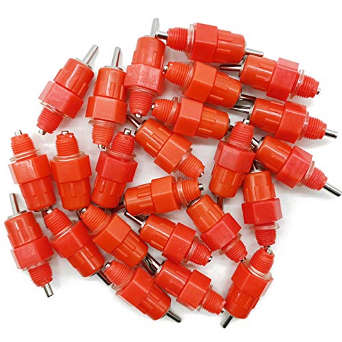TIHOOD 30PCS Automatic Chicken Water Nipple Drinker Feeders Poultry Hen Screw Style