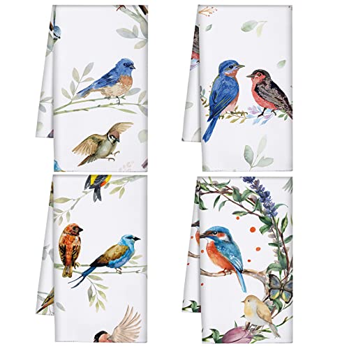 Frienda 4 Pcs Cardinal Kitchen Towels Decorative Dish Hand Towels 24 x 16 Inch Bathroom Cloth Set with Hanging Loop Absorbent for Spring Summer Farmhuose Home Kitchen Decor Gift