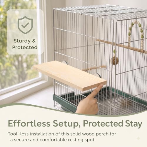 Okllen 3 Pack Bird Perch Stand, Parrot Wood Platform, Natural Wooden Perch Toys Playground Cage for Conure, Chinchilla, Parakeet, Budgie, Cockatiel