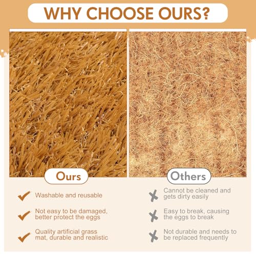 Teenyyou 18 Pack Chicken Nesting Box Pads, 13 x 13 x 1.18 Inch Washable Nesting Pad for Chicken Coop, Artificial Grass Rug Carpet Reusable Nest Box Bedding Fake Synthetic Turf Mat for Hen Laying Eggs