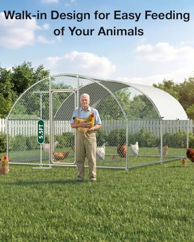 Esright Metal Chicken Coop Run, 13x10 Ft, Dome Roof | Rust-Resistant Galvanized Steel Tube with Wire Mesh, 420D Oxford Fabric Waterproof Cover - size: 156.0"L x 120.0"W x 76.8"H