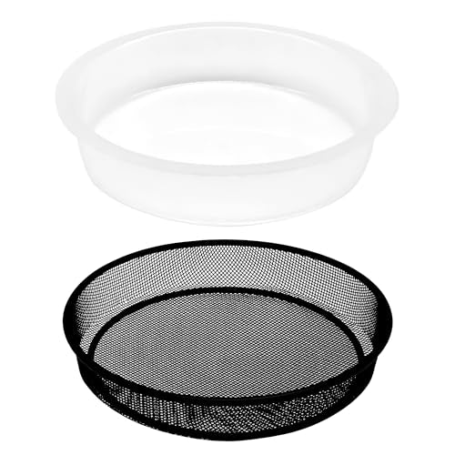 2 Pcs 7 Inch Metal Round Bird Feeder Tray and Plastic Bird Bath Bowl, Wild Birds Seed Tray Bath Water Bowl Outdoor Accessory for Humming Feeder Station (2)
