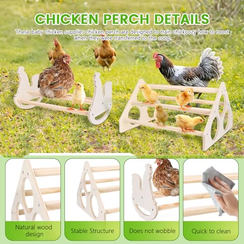 2Set Wooden Chick Perch, Chicken Rocking Roosting Bar, Chicken Perches Roosting Bar for Chicks, Birds, Parrots