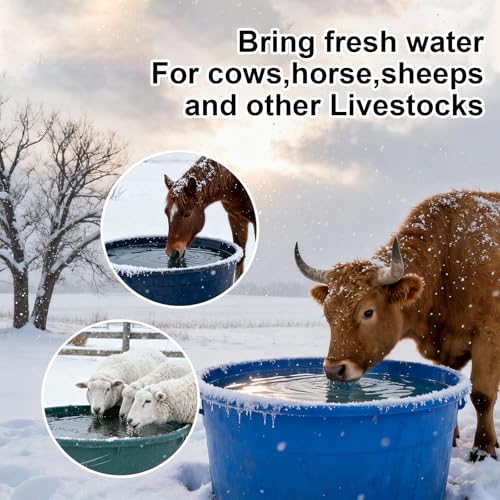 250W Chicken Water Heater with Thermostat,Cast Aluminum Submersible Bird Bath De-Icer for Plastic/Metal Poultry,Power Cord 9.8 Ft,Black