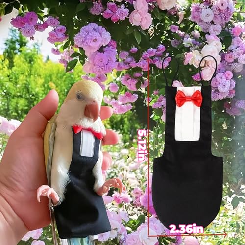 Bird Diapers Bird Harness Tuxedo Flight Suits with 80in Flying Leash Parrot Nappy with Waterproof Inner Layer Urine Wet Suite for Cockatiel Conure Parakeet Macaw Budgie-Black,L - size: L