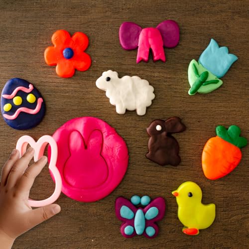 Waybla 12-Pack Prefilled Easter Eggs with Modeling Dough & Easter-Shaped Cutters, Non-Candy Easter Gift Easter Basket Stuffers for Kids