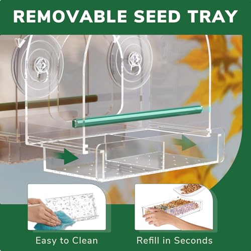 SUNALLY Window Bird Feeder Outdoors, Clear Feeders for Hummingbird Watching | Transparent Feeders with Strong Suction Cups, Outside Hummingbird, Bird Watching for Garden, Yard, Elderly Kids, Cats Viewing - style: Style 4