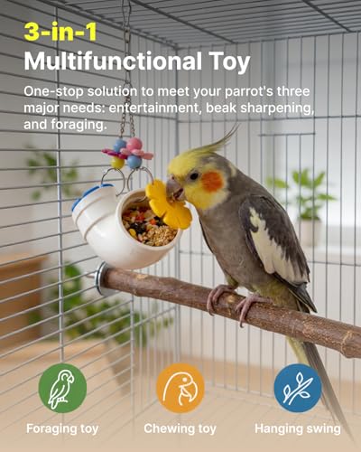 2 PCS Hanging Foraging Chew Toy Interactive Treat Dispenser, Small Animal Cage Enrichment Puzzle Feeder for Rats, Guinea Pigs, Bird,Easy to Disassemble & Clean