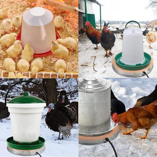 Poultry Chicken Water Heater: Chicken Water Heater Base for Winter, for Plastic/Metal Poultry Watere 11inch, Heated Waterer for Chickens 125W 2 Pack - size: 11 inch (2-Pack)