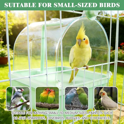 Pacify Automatic Bird Bath for Cage, Hanging Bird Shower with Pump, Circulating Water Indoor Parakeet Bathtub Bird Cage Accessory for Parrot, Parakeet, Cockatiel, Budgie, Conure, Lovebird