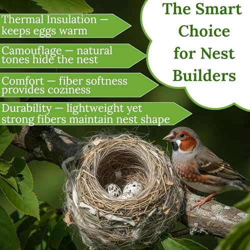 Natural Bird Nesting Material 3.6 oz Nest Bedding Supplies for Wild Birds | Hummingbirds, Finches, Canaries & Parakeets, Bedding Fiber for Hamsters, Rabbits, Squirrel & Small Pets, Cages and Nest Boxes - color: White & Brown