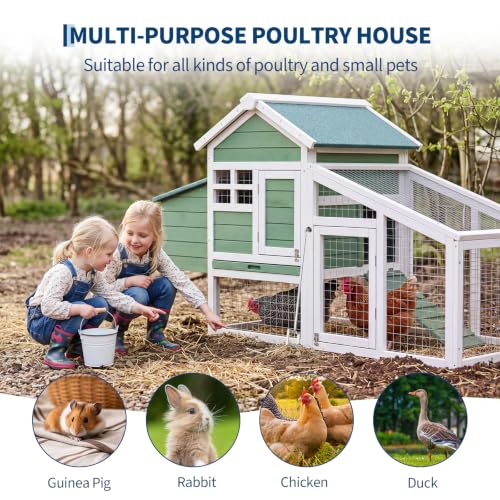 Garvee Wooden Chicken Coop with Nesting Box, Outdoor Hen House | Poultry Cage with Anti-Slip Ramp, Waterproof Roof, Pull-Out Cleaning Tray, for Chicken, Duck, Quail, Backyard