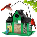 Solar Bird Feeders House for Outdoors Hanging, 7LBS Large Capacity Metal Wild Bird Feeder Squirrel Proof for Outside with Water Cup, Cardinal Birdfeeder Birdhouses Gift for Bird Lovers (Green) | Green,Wild Metal Bird Feeder,7LBS Large Capacity with Water