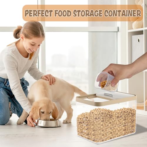 CIEOVO 2 Pack Airtight Dog Food Storage Container, 10Lbs Clear Pet Dog Food Storage Bin with Measuring Scoops for Rice Grain Pet Dog Cat Bird Dog Treat Storage Food Fresh