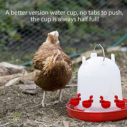 Chicken Water Cup Waterer for Poultry, 3/8 in Automatic Filling Waterer Poultry Drinking Bowl Chicken Water Feeder, Automatic Poultry Drinking Bowl for Duck Turkey Rabbit Geese Farm (6)