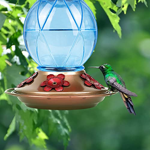 Hummingbird Feeders for Outdoors Hanging, Glass Hummingbird Feeder, Wild Bird Feeder with Five Feeding Ports, 20 Ounces, 2 Pack, Purple and Blue, Birthday Gifts for Women Men, Gifts for Mom Dad